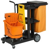 HOMCOM Cărucior multifuncțional cu sac pentru curățenie | Aosom Romania