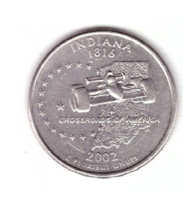 Moneda SUA 25 centi/quarter dollar 2002 D, Indiana 1816, stare buna, curata foto
