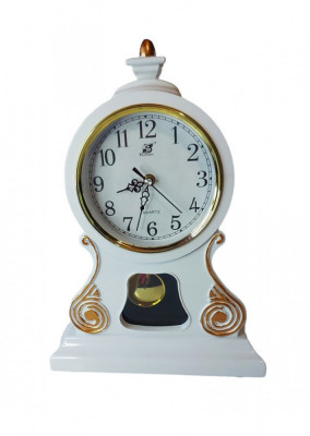 Ceas de masa cu pendul, Boem, Alb, 38 cm, 2770BB foto