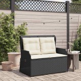 vidaXL Bancă de grădină cu pernă Negru Rattan poli 3394458