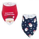 Set Bavete Crăciun, Model Eșarfă, Bumbac, Unisex, Culoare Albastru și Roșu, 2 Bucăți