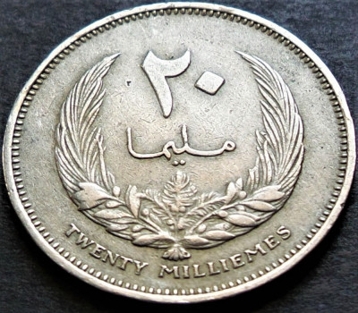 Moneda exotica 20 MILLIEMES - LIBIA, anul 1965 *cod 1899 = IDRIS 1 foto