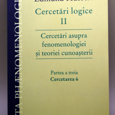 Edmund Husserl - Cercetări logice II, 2007