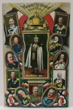 KAISERUL WILHELM II CU PORTRETELE MEMBRILOR CONSILIULUI DE COROANA IN MEDALIOANE , CARTE POSTALA ILUSTRATA , 1915