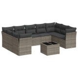 Cumpara ieftin Set mobilier de gradina cu perne, 10 piese, gri, poliratan