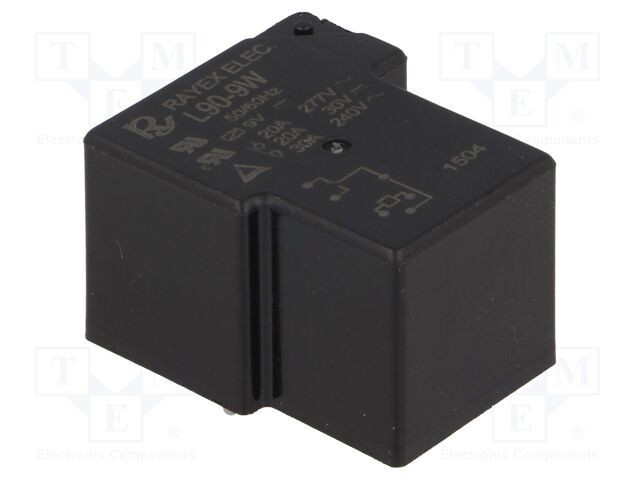 Releu electromagnetic SPDT 9VDC 30A L90 PCB 900mW Recoy/RAYEX ELECTRONICS