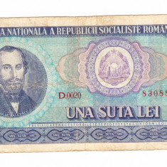 Bancnota 100 lei 1966, circulata, stare relativ buna