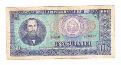 Bancnota 100 lei 1966, circulata, stare relativ buna foto