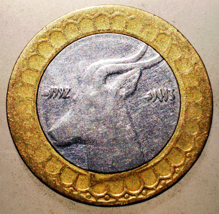 1.602 ALGERIA ANTILOPA 50 DINARS DINARI 1992 BIMETAL