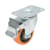 Roata pivotanta cu frana 75x31 mm din PVC, placa otel, sarcina 80 kg