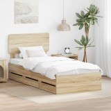 Cumpara ieftin Cadru de pat cu sertar Stejar Sonoma 75 x 190 cm Lemn prelucrat