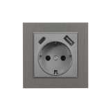 Priză Leziter Nova cu 2 Porturi USB, Alb, 16A, 250V, Montare &Icirc;ncadrată