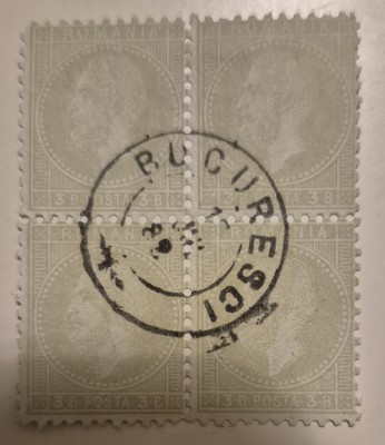 Romania 1885, Carol, I 3 bani, olive foto