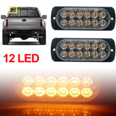 Set 2 x Stroboscop 12 LED, lumina portocalie