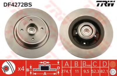 Disc frana RENAULT MEGANE I Break (KA0/1) (1999 - 2003) TRW DF4272BS foto