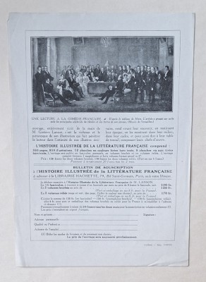 Prospect Hachette 1923 &amp;ndash; Lanson Histoire illustr&amp;eacute;e de la litt&amp;eacute;rature fran&amp;ccedil;aise &amp;ndash; Imp. Cr&amp;eacute;t&amp;eacute; &amp;ndash; față/verso foto