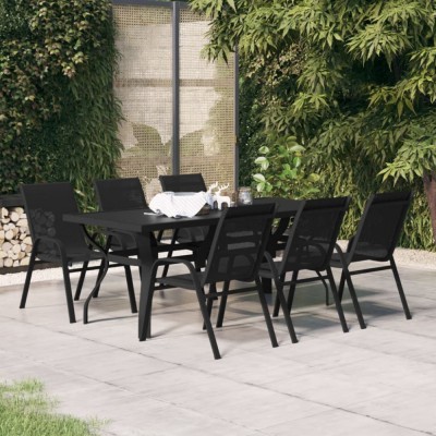 vidaXL Set de servit masa pentru grădină, 7 piese, negru 3095986 foto