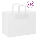 Cumpara ieftin Pungi de h&acirc;rtie 50 buc cu m&acirc;nere albe 32x17x25 cm