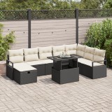 Set canapele grădină vidaXL 9 piese Negru Poliratan