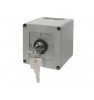 Intrerupator 12A 4kw 0-1 ON-OFF 3 poli IP54 65x65mm cu came industrial aplicat casetat cu cheie, KONCAR