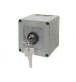 Intrerupator 20A 5.5kw 0-1 ON-OFF 3 poli IP54 75x75mm cu came industrial aplicat casetat cu cheie, KONCAR