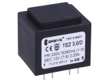 Transformator &icirc;ncapsulat 3VA 230VAC 12V 250mA PCB IP00 BREVE TUFVASSONS