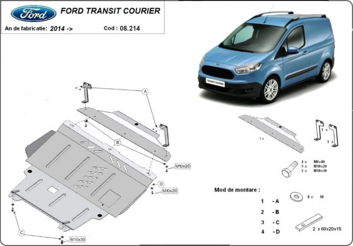 Scut motor metalic Ford Transit Courier 2014-prezent