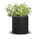 Ghiveci Keter Cylinder S Maro 7L, Imitatie Ratan, Plastic, 28cm, Interior/Exterior, Gradina, Balcon