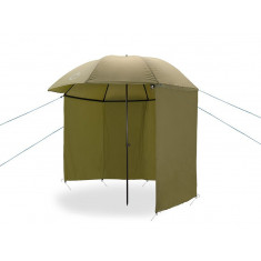 Umbrelă/shelter pentru pescuit cu perete lateral Delphin MONZUN Master, diametru 250 cm, husa, cuie si snururi ancorare