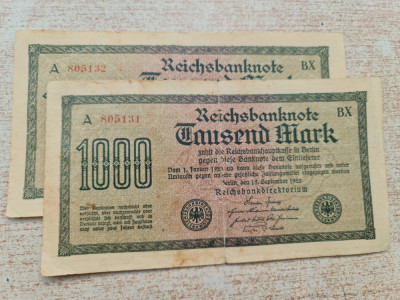 Germania - 1000 Mărci 1922 - Consecutive. foto