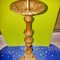 D247-Sfesnic stil Renastere vechi bronz masiv picioare capete sarpe tip tripod.