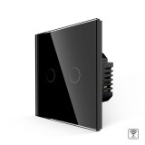 Cumpara ieftin Intrerupator dublu Wi‑Fi cu touch din sticla, negru, Luxion