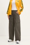 adidas Originals pantaloni Essential femei, culoarea verde, lat, high waist, JD4785