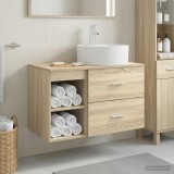 Cumpara ieftin Set dulap baie 2 buc. Stejar Sonoma 79,5 x 44,5 x 76 cm