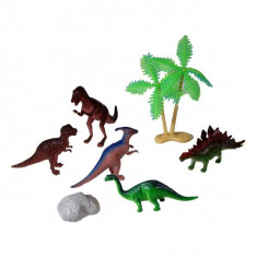 Jucarie Set 5 dinozauri specii diferite cu palmieri foto