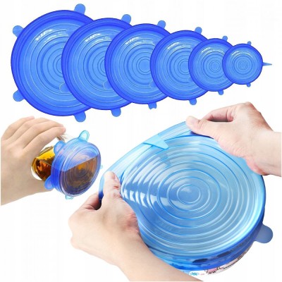 Set 6 capace universale vase, Prestige, Silicon, Albastru foto