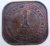 1.614 MALAYA GEORGE VI 1 CENT 1943 XF