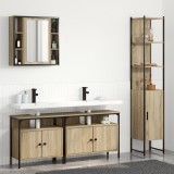 vidaXL Set de mobilier pentru baie cu raft Pe perete cu depozitare cu ușă cu oglindă 4 pcs Stejar sonoma