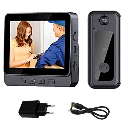 Sonerie video inteligenta, bluetooth, night vision, infrarosu, senzor IR, interfon video HD, 8MP, comunicare bidirectionala, unghi de vizualizare 170&amp;deg; foto