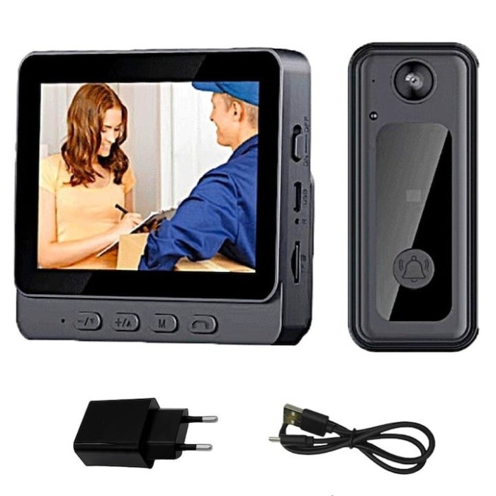 Sonerie video inteligenta, bluetooth, night vision, infrarosu, senzor IR, interfon video HD, 8MP, comunicare bidirectionala, unghi de vizualizare 170&deg;