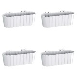 Set 4 jardiniere decorative cu suport de plastic, alb, 4.9 L, 38.3x21.2x13 cm, Boardee Hook