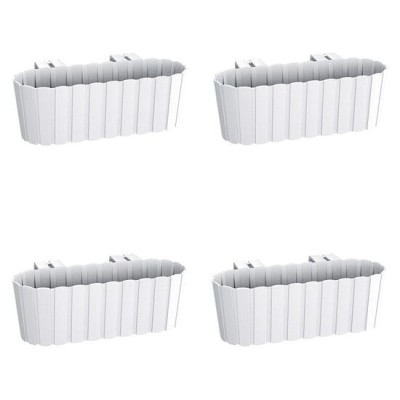 Set 4 jardiniere decorative cu suport de plastic, alb, 4.9 L, 38.3x21.2x13 cm, Boardee Hook GartenVIP DiyLine foto
