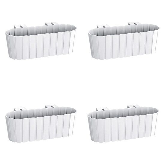 Set 4 jardiniere decorative cu suport de plastic, alb, 4.9 L, 38.3x21.2x13 cm, Boardee Hook GartenVIP DiyLine