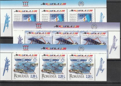 Aeromfila ,triptic ,,parte de sus coala ,Nr lista 2281,Romania. foto