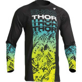 Tricou cross/atv Thor Sector Atlas, negru/ galben fluo, marime M