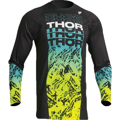 Tricou cross/atv Thor Sector Atlas, negru/ galben fluo, marime L foto