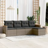 Gossi set canapea de gradina cu perne, 5 piese, gri, poliratan