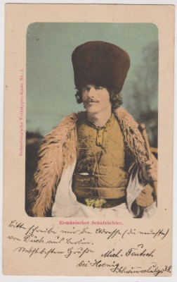 Romania Cioban Clasica litografie circulata 1902 Nagy Szeben Brasso foto