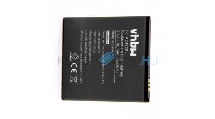 Baterie de telefon mobil VHBW Archos AC45CPL, AL45CPL - 1700mAh, 3.7V, Li-ion