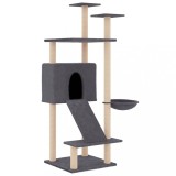Cumpara ieftin Ansamblu de pisici, stalpi din funie sisal, gri inchis, 153 cm